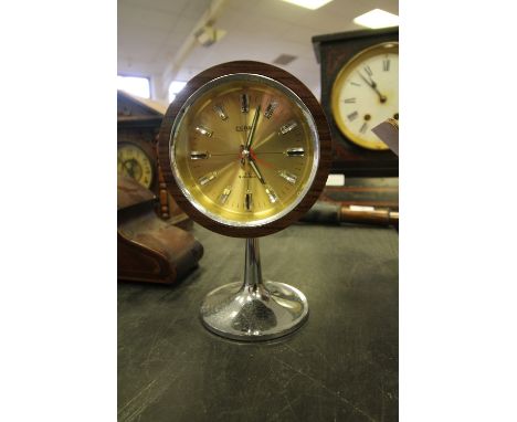 Retro Coral 2 jewel mechanical 'Space Age’ pedestal alarm clock