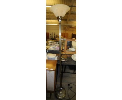 Brass effect Standard Lamp with Glass shade