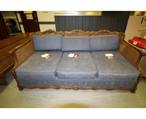 Early C 20th Bergere 3-seater settee