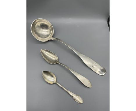 Continental Silver Ladle and spoons. 275G