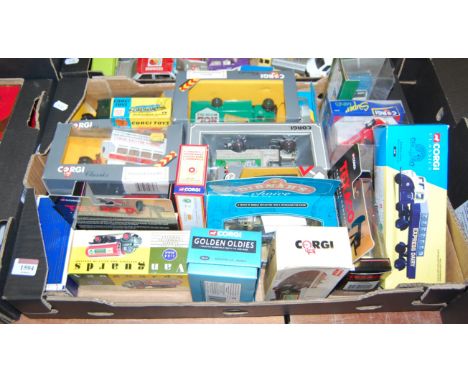 One box containing a quantity of mixed modern release and vintage diecasts to include Corgi, Vanguards and others, to include
