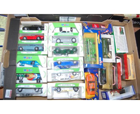 One box containing a quantity of Mobil modern release Corgi and EFE diecasts mainly commercial vehicles and saloons included