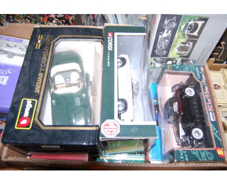 One box containing a quantity of 1/18 and 1/24 scale diecasts by Bburago, Corgi and others