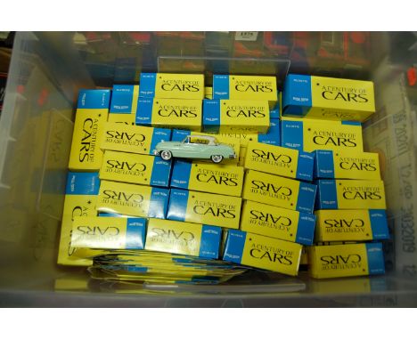 One box containing a large quantity of Hashette Solido A Century of Cars boxed diecasts, also sold with a quantity of empty b