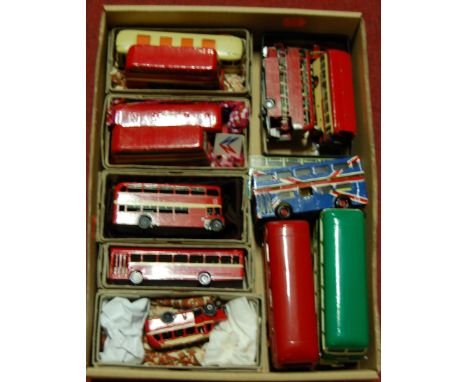 One tray containing a quantity of diecast and white metal kit built public transport diecasts and accessories to include a So