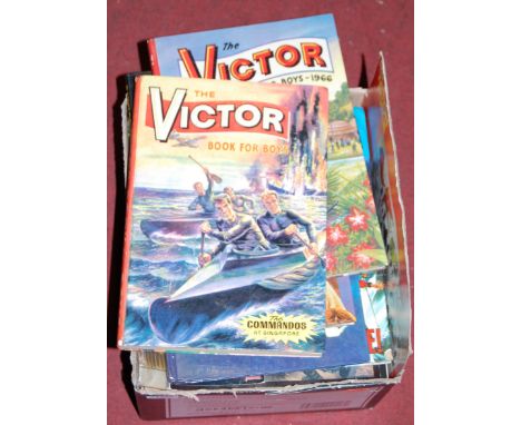 One box containing a quantity of model and toy related magazines, booklets and annuals, examples to include The Victor Book f