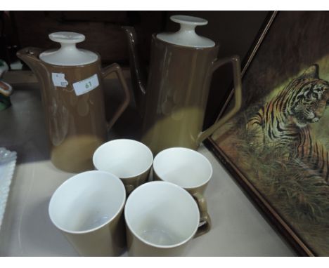 A vintage brown and cream part coffee set