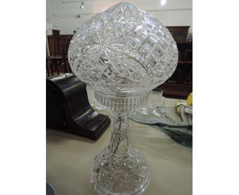 A cut glass mushroom table lamp A/F