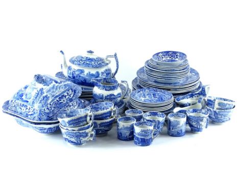 A large quantity of blue and white printed pottery, mainly Copeland Spode Italian pattern, to include two square tureens and 