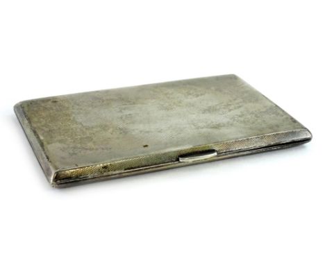 An engine turned rectangular silver cigarette case, engraved to the interior J.G.M. Stewart Gainsborough, Birmingham 1944, 7¼