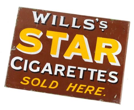 A Wills star cigarette enamel sign, in brown, cream and black, 39cm W.