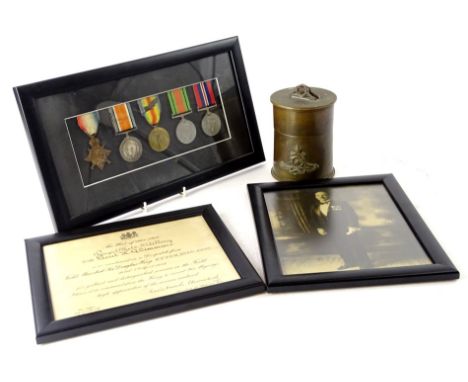 A collection of First World War medals, awarded to second Lieutenant HQ Simmons of the Royal Field Artillery, to include the 