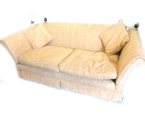 A Knowle sofa, with gold coloured fabric. (AF)