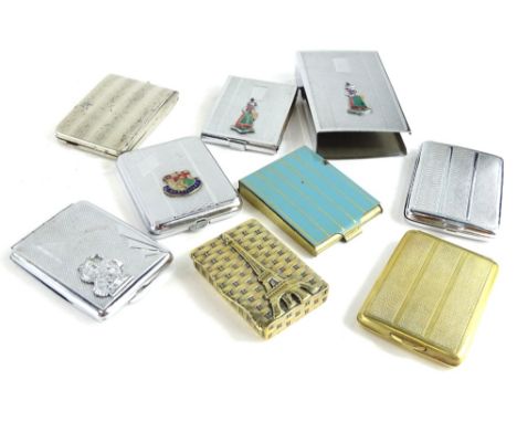 A collection of match safe's, to include a souvenir from the Eiffel tower, two applied with Welsh ladies etc., each mainly wi