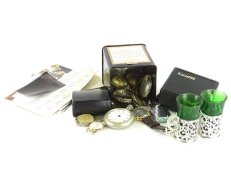 A quantity of fashion watches, pocket watches and trinkets, to include Pulsar wristwatch, pocket watches, lighter, gold plate