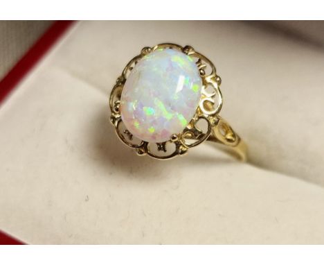 9ct Gold &amp; Opal Dress Ring, size K