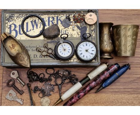James Smith's Army service items, including Silver Pocketwatches, Rolled Gold Jewellery inc Locket, Trenchart pieces inc St O