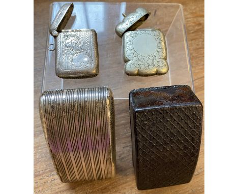 Hallmarked Silver Pair of Vesta Cases &amp; George III Silver Toddy Ladle &amp; 2 Antique Card Holders