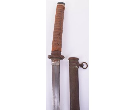 Japanese WW2 Army Officers Sword Katana, wartime blade of conventional form, in regulation shin gunto mounts, the tsuka with 