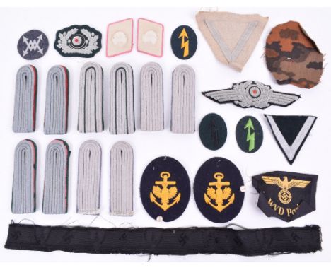 Selection of WW2 German Cloth Insignia, including 5x pairs of officers tunic shoulder boards of various branches of service; 