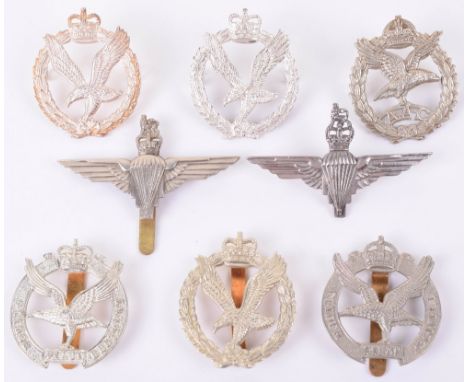 8x Airborne Related Cap / Beret Badges, including un-marked silver EIIR Parachute Regiment officers beret badge, EIIR Parachu