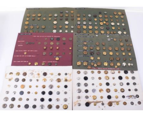 6x Display Boards of British Military Tunic Buttons, including a good selection of various buttons worn by the Guards regimen