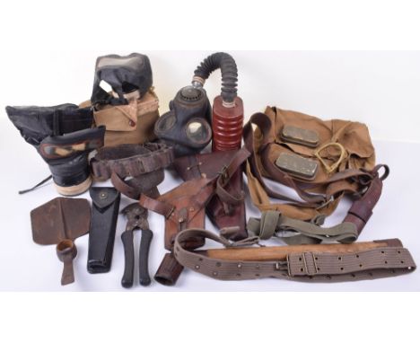 Quantity of British Military &amp; Civilian Equipment, mostly WW2 period, including gas masks, pioneer entrenching tool shove