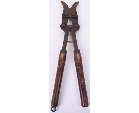 WW1 British 1917 Trench Raiding Party Wire Cutters, good untouched pair with wooden handles, stamped with broad arrow stamp, 