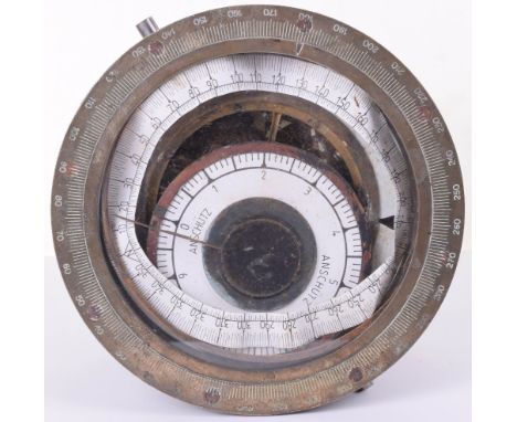 WW2 German Kriegsmarine Ships Repeater Compass (Tochterkompass), large brass housed compass, with glazed bezel and engraved n