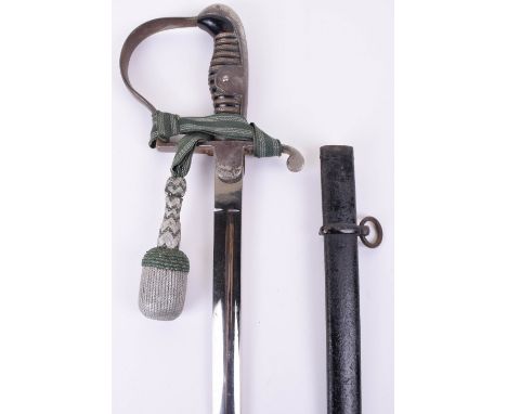 WW2 German Third Reich Artillery / Enlisted Mans Dress Sword, being a steel dove hilt pattern example with the grip retaining