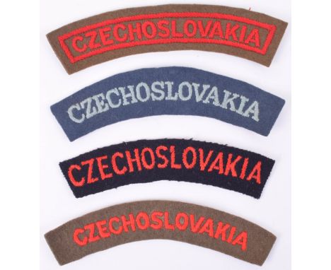 4x WW2 Czechoslovakia Foreign Nationality Shoulder Titles, all being embroidered examples “CZECHOSLOVAKIA), consisting of RAF