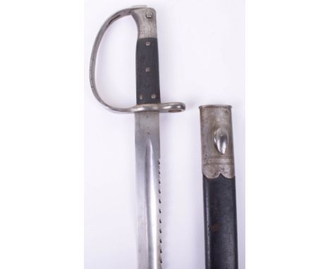 Scarce Original Enfield Sawback Sword-Bayonet, straight blade cut with a single fuller and a saw back edge, and struck with m