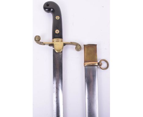 Continental or Possibly American Dress Sword c.1870, curved single edge blade cut with a single fuller, recurved brass crossp