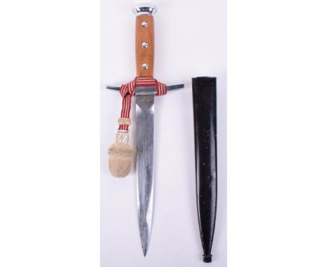 Swiss Army Officers Dress Dagger, complete with the original dress portopee. Houses in its black painted scabbard with leathe