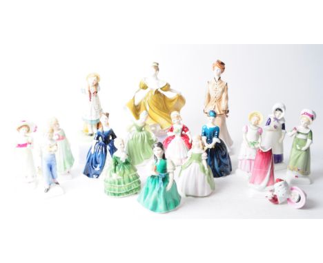 Large collection of late 20th century Royal Doulton and Royal Worcester lady and child figurines, including large and small e