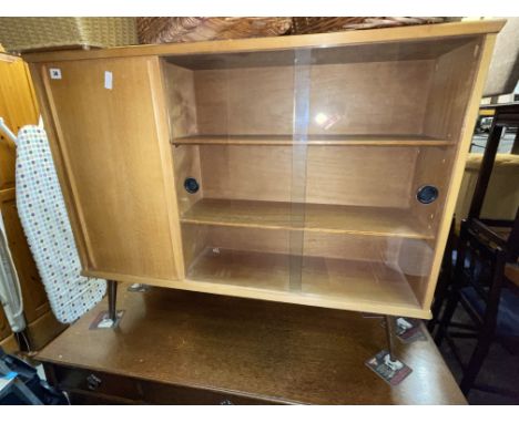 1950S LIGHT BEECH SLIDING DOOR DWARF BOOKCASE