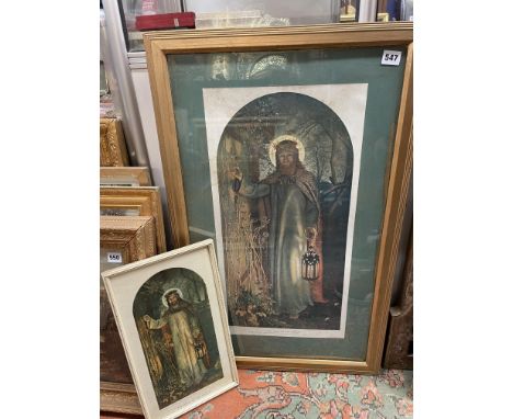 TWO VARIOUS SIZED PRINTS ENTITLED "THE LIGHT OF THE WORLD" AFTER HULMAN HUNT F/G 