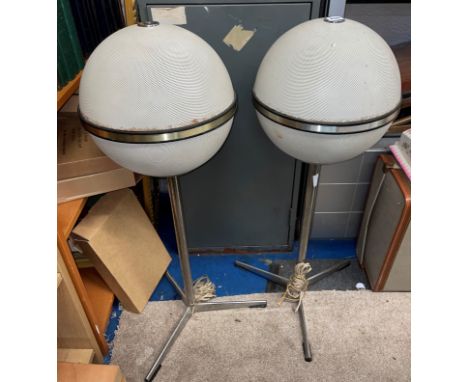 PAIR OF VINTAGE GRUNDIG AUDIORAMA SPHERE SPEAKERS ON CHROME STANDS