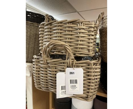 POLY RATTAN SQUARE PLANTER SET OF THREE 