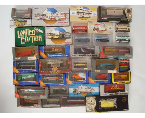 A quantity of boxed Corgi di-cast vehicles, mostly buses, The Original Omnibus Company, Corgi Classics, Superhaulers & Guinne