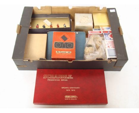 A mixed lot comprising two boxed sets of Blenheim military models (Black Watch and London Set), black Morocco bound concise O