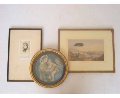 After J. M. W Turner, Childe Harold's Pilgrimage, Italy, a colour print with watercolour highlights, f/g Agnews paper label v