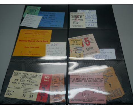 A collection of 1960s onwards ticket stubs, The Herd, Small Faces, Beach Boys, The Hollies, Spencer Davis, Fleetwood Mac, Tro