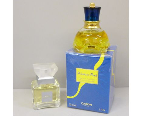 Two vintage perfumes; Valentino Very Valentino, 30ml eau de toilette and Jean Caron Arimes, Moi, eau de toilette, 30ml, with 
