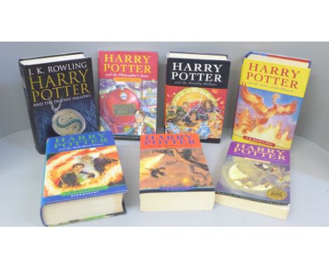 Seven Harry Potter novels, including four first editions 