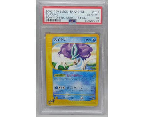 A PSA 10 Suicune, vintage first edition Japanese Pokemon card 