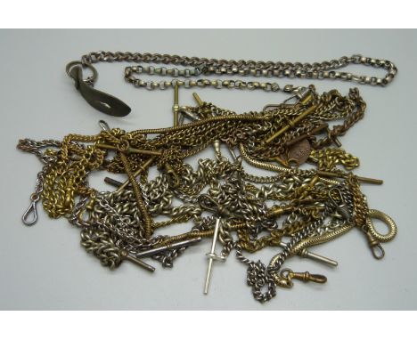 Twenty vintage Albert chains 