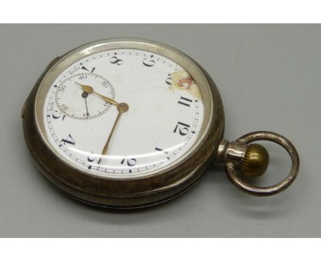 A silver pocket watch, Birmingham 1927, 2oz Dennison case, dial a/f 