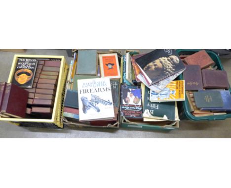 Four boxes of books; Dickens collection, Firearms Encyclopedia, History and novels **PLEASE NOTE THIS LOT IS NOT ELIGIBLE FOR