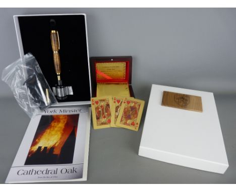 York Minster oak pen set fashioned from 13th Century oak reclaimed from the South Transept following the fire of 1984, with c